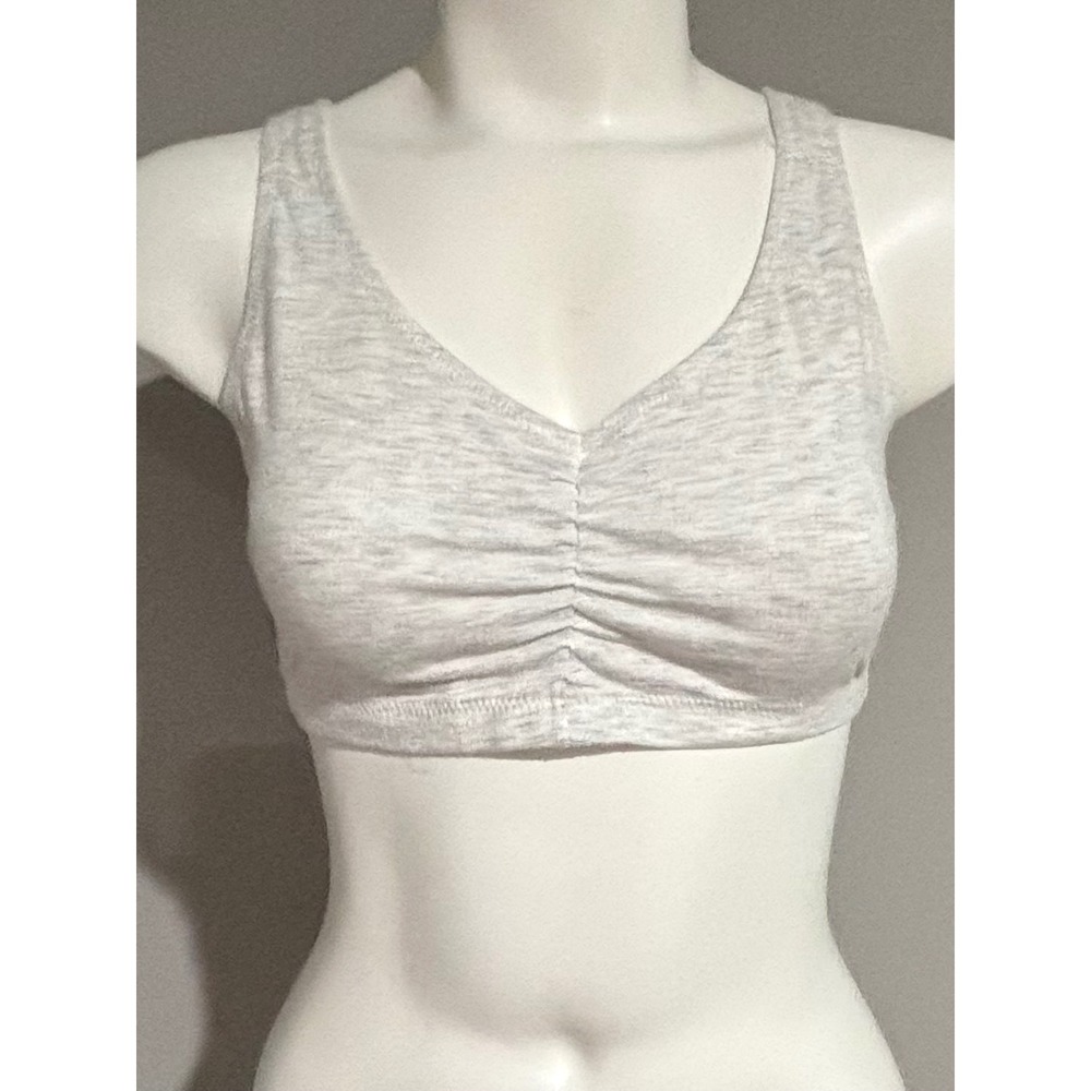 Bestform Gray Heathered Racerback Sports Bra Ruched V-Neck Size 38 BC 5006053